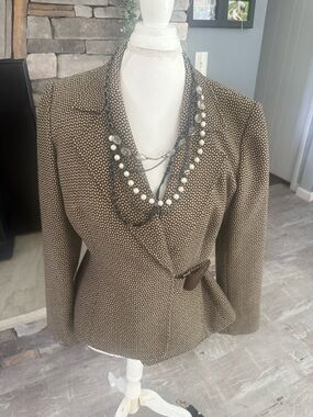 Liz Claiborne Brown Printed Wrap-Style Blazer